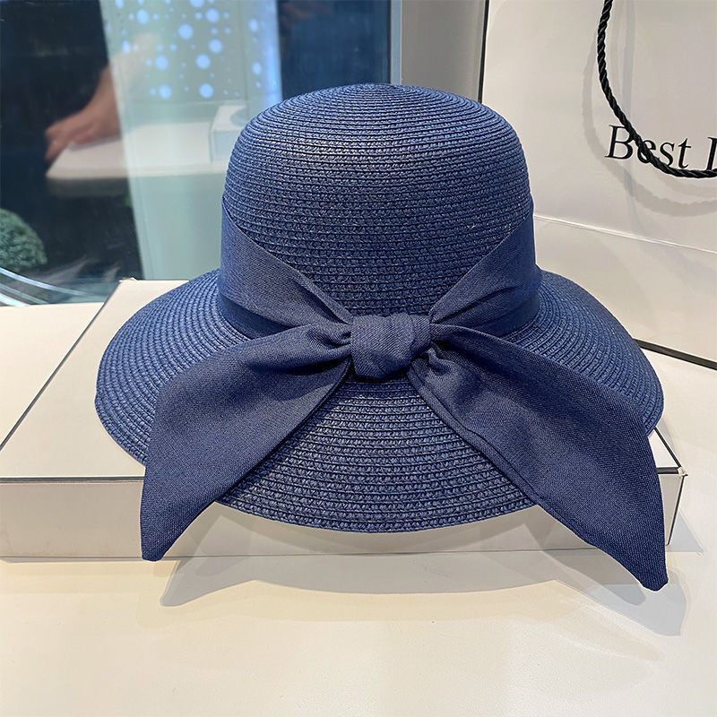 Mode extérieure femmes chapeau nœud chapeau de soleil été respirant large bord casquette de plage Protection UV chapeau de paille décontracté pour les femmes