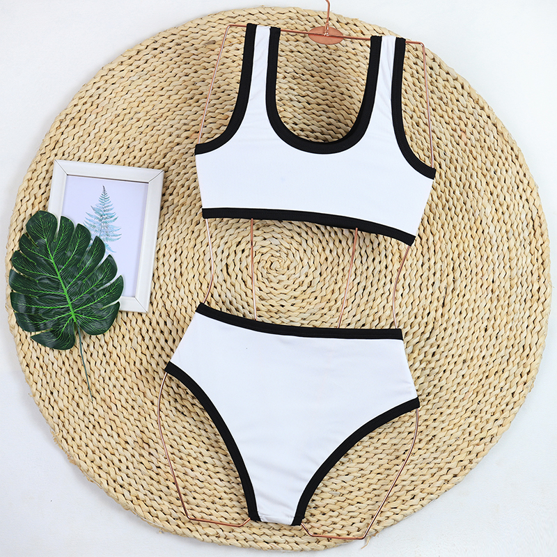 Maillot de bain femme 2026 – Ensemble bikini taille haute et short côtelé de luxe deux pièces pour l'été