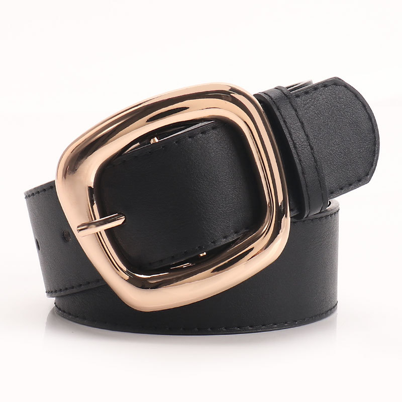 Ceinture large à boucle trapézoïdale polyvalente pour femmes, à la mode, pour les déplacements, Style décontracté, associé à des vêtements en jean, nouvelle collection