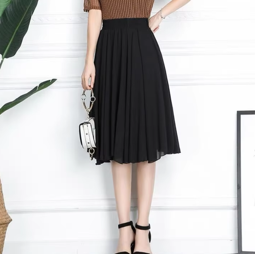 Jupe à volants élégante pour femme, mode été, jupe en mousseline de soie basique pour femme de bureau, faldas elegantes de mujer, jupe grande taille