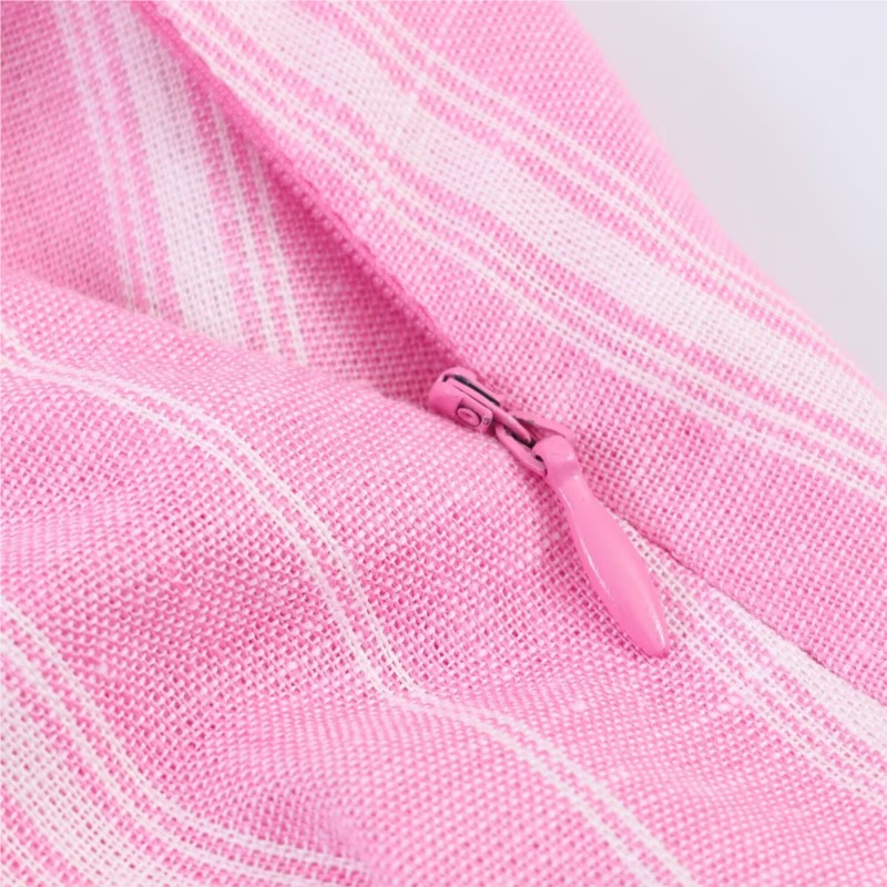 Ensemble jupe et chemise pour femme, 2 pièces, rose, chemise rayée à manches longues oversize et jupe midi plissée à fermeture éclair, tenue féminine