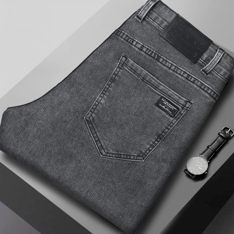 Nouveau Jean Droit Extensible pour Homme – Polyvalent, Tendance, Décontracté, Coupe Classique, Long – Idéal Printemps-Automne – Pantalon en Denim pour Homme