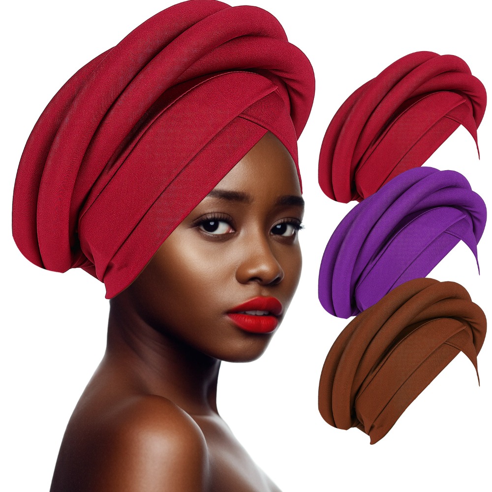 Mode soie brute femmes africaines Turban enveloppement torsadé tresse chapeaux Turban casquette élastique respirant bandeau dame africaine
