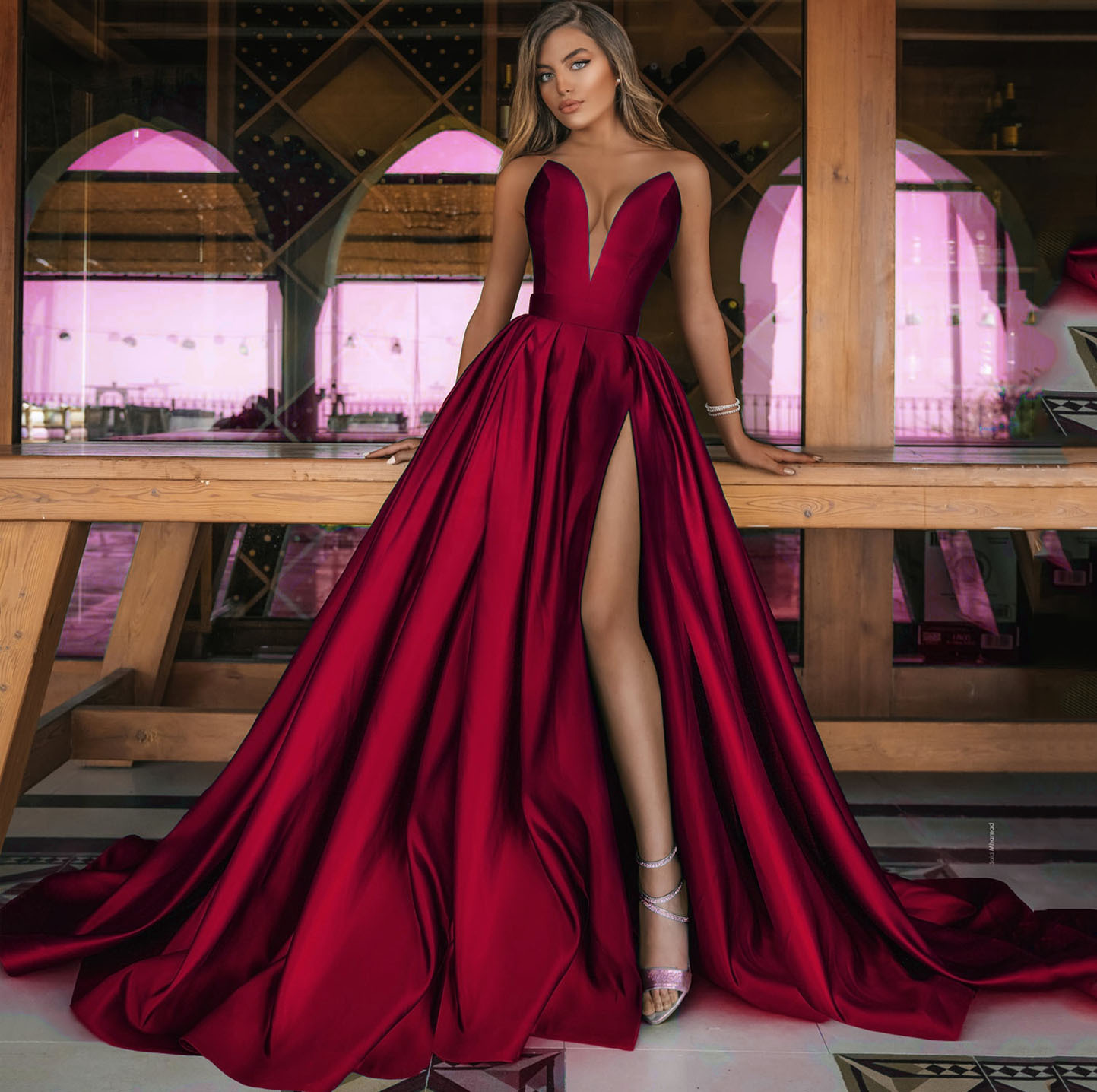 Robes pour femmes 2026 – Nouvelle collection automne, sexy, sans manches, épaules dénudées, col en V profond, fente longue, robe de mariée, vêtements pour femmes, vestidos