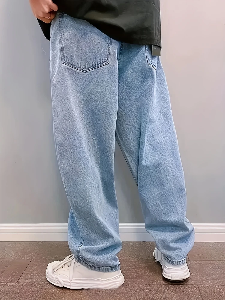 Jean Baggy surdimensionné pour hommes, pantalon droit, ample, bleu clair, Streetwear, mode, jambes larges, Y2k, printemps automne