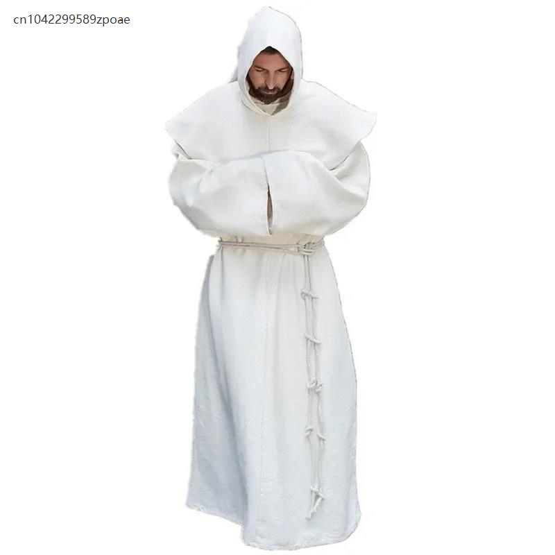 S-5XL Renaissance moine clergé épaule vêtements frère Costume religieux Saint Robe hommes prêtre capuche Halloween Cosplay Costume