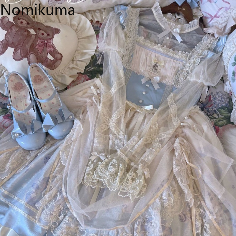Chemisier japonais vêtements pour femmes 2025 Camisas De Mujer Style Lolita dentelle gaze nœud chemises d'été voir à travers volants hauts doux