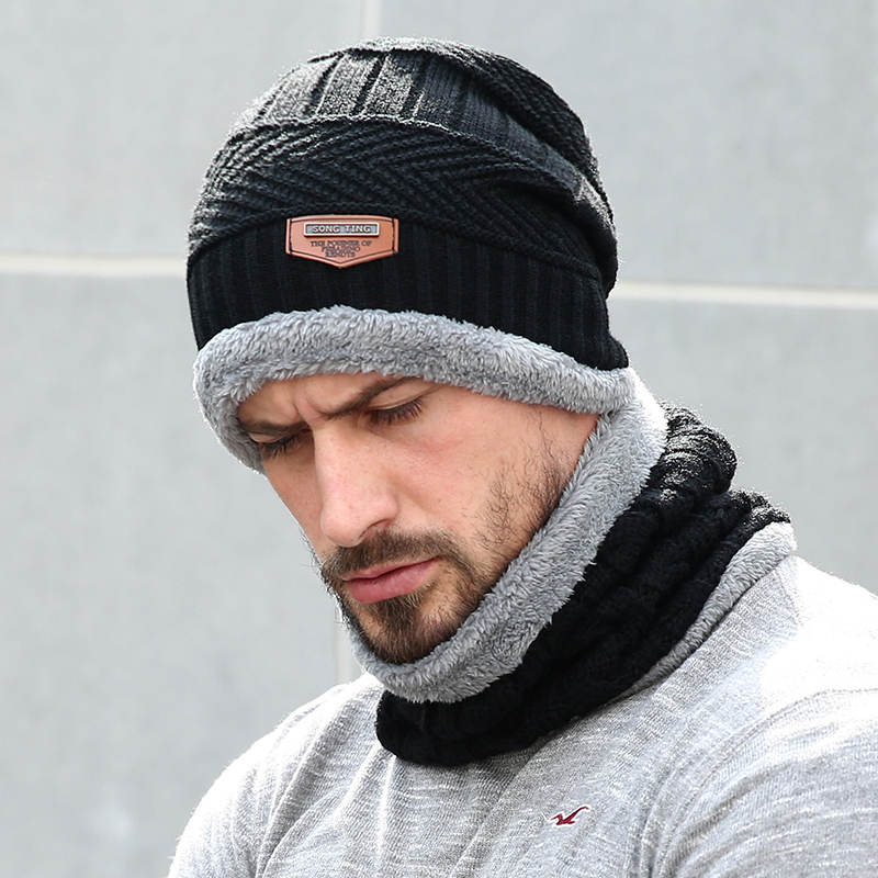 Bonnet écharpe en laine pour hommes et femmes, crânes d'hiver, casquettes, cagoule, masque, bonnet