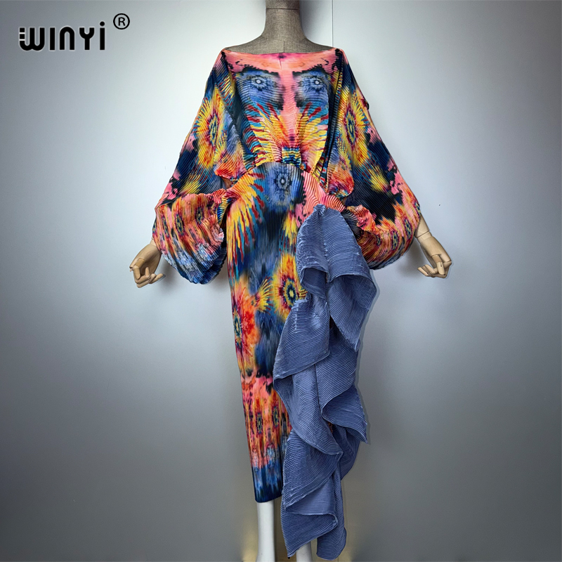 Robe plissée ajustée WINYI pour femme, coupe haute, style kaftan musulman, abaya de luxe de Dubaï, longue robe de soirée, idéale pour la plage
