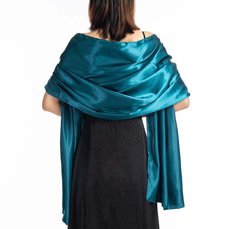 Robe de soirée longue en Satin pour femmes, foulard de protection du cou, Bandana, cape de fête, châle chaud, Hhijab, Q63