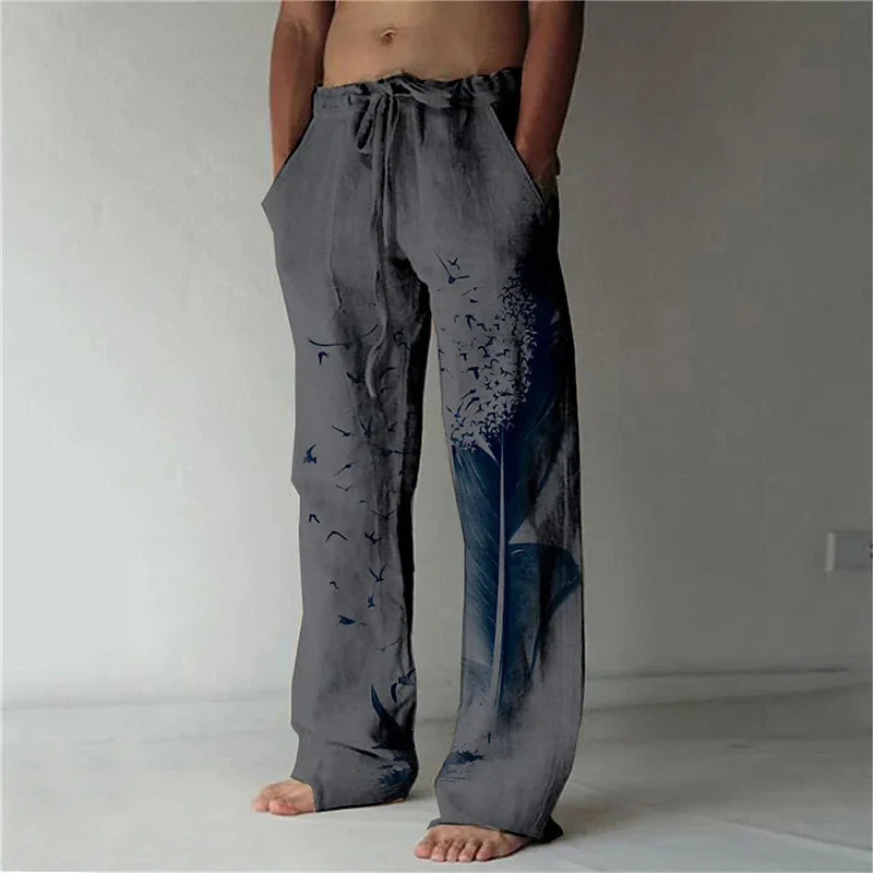 Pantalon d'été transfrontalier 2026, pantalon de plage à cordon de serrage, taille élastique, imprimé 3D motif hawaïen, pantalon pour homme