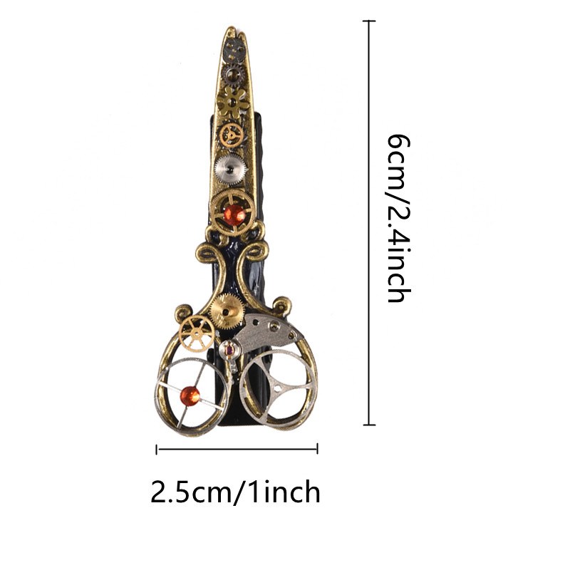 Pince à cheveux en ciseaux Steampunk pour filles, punk gothique, vintage, Lolita, vêtements de sauna pour dames, épingle à cheveux, broche de montre, accessoires pour cheveux, équipement rétro