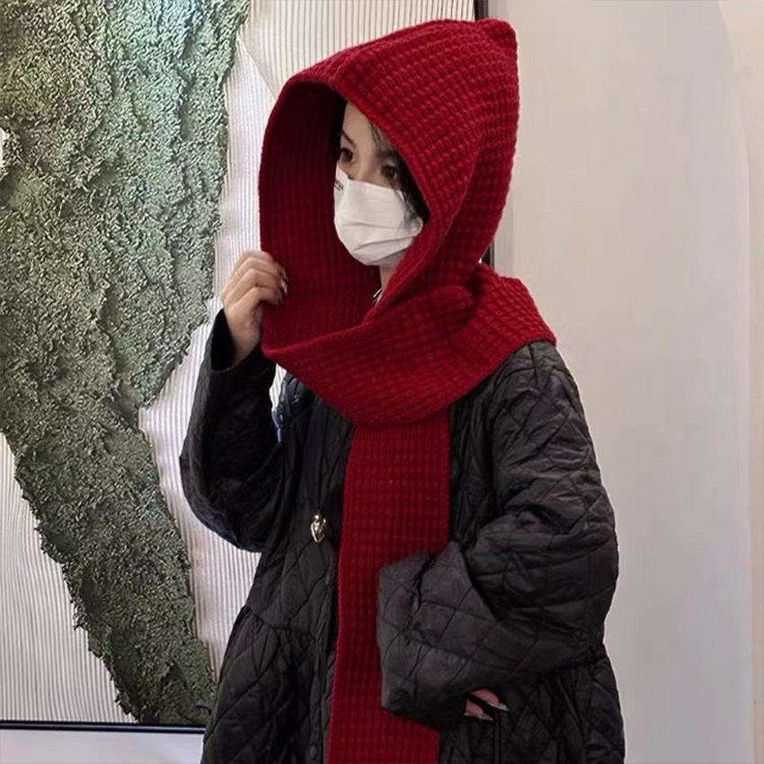 Écharpe à capuche tricotée, 1 pièce, chapeau-écharpe chaud et épais à la mode pour l'automne et l'hiver, cache-oreilles coupe-vent pour l'extérieur, adapté aux hommes et aux femmes