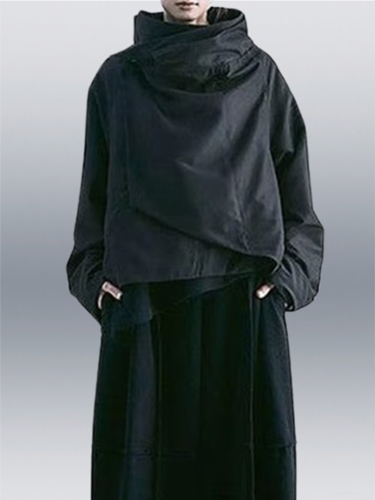 Veste d'automne pour femmes, col haut, manches longues, coupe ample, manteau, couleur unie, asymétrique, Cool, vêtements d'extérieur pour femmes