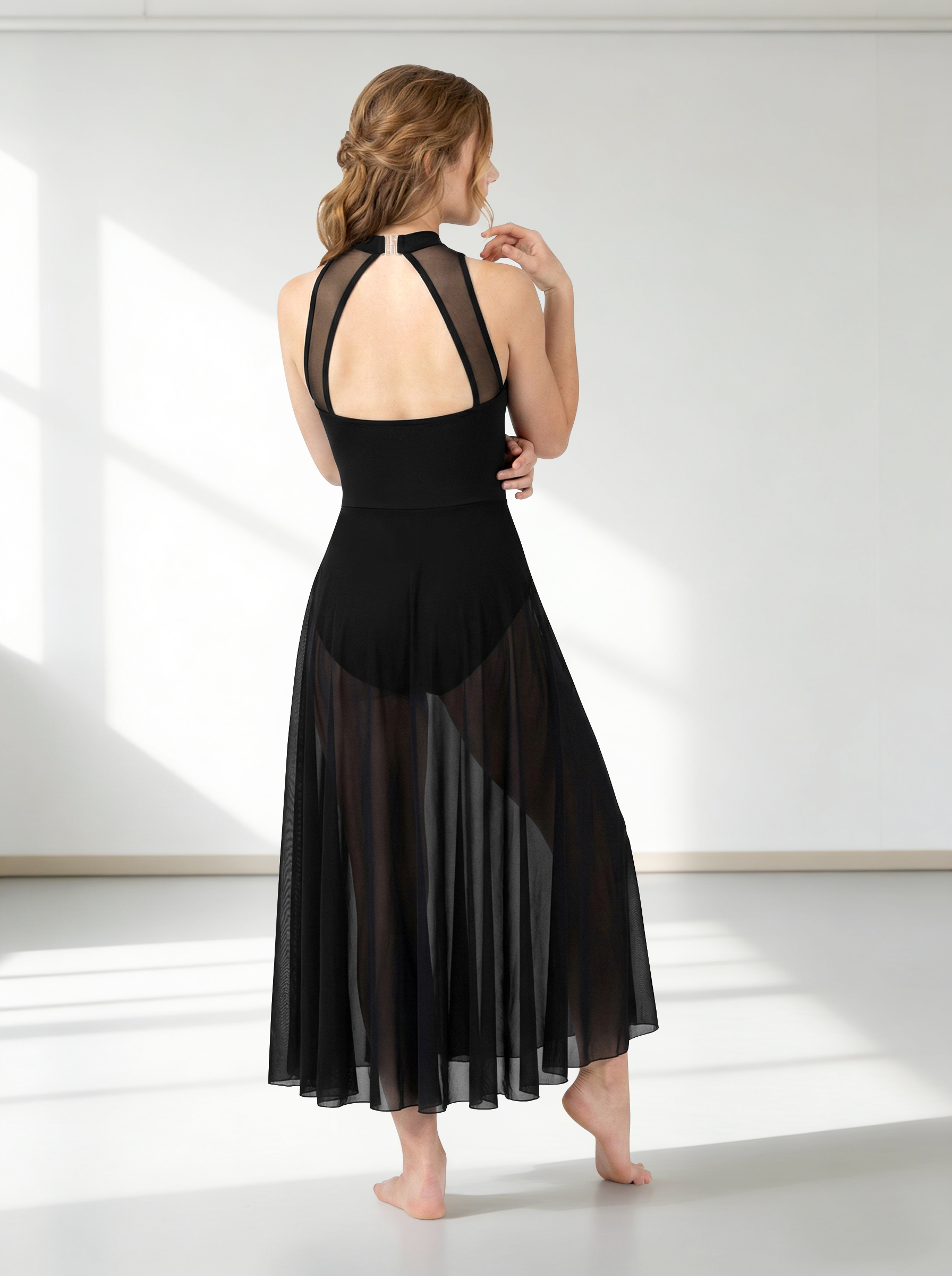 Costumes de danse lyrique pour femmes, robe lyrique avec empiècements en dentelle florale, jupe en mousseline fluide, justaucorps, costumes de danse contemporaine