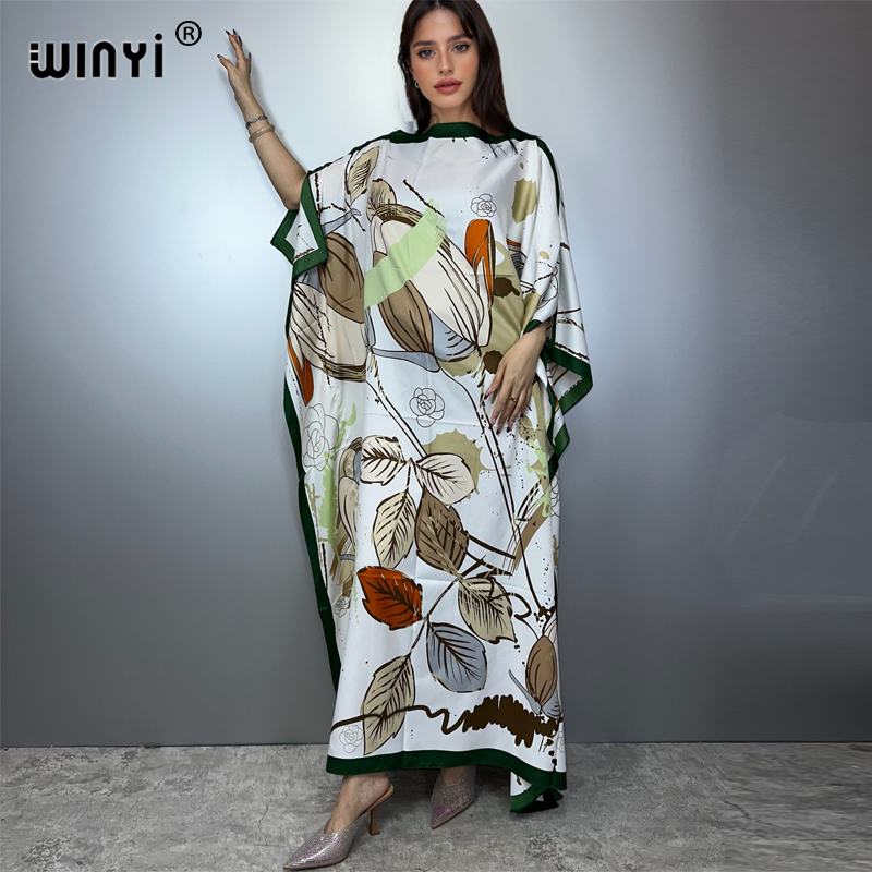 Robes imprimées pour femmes, Design à la mode, ample, chauve-souris, Maxi, longue, tenue de soirée élégante, été, automne, 2025