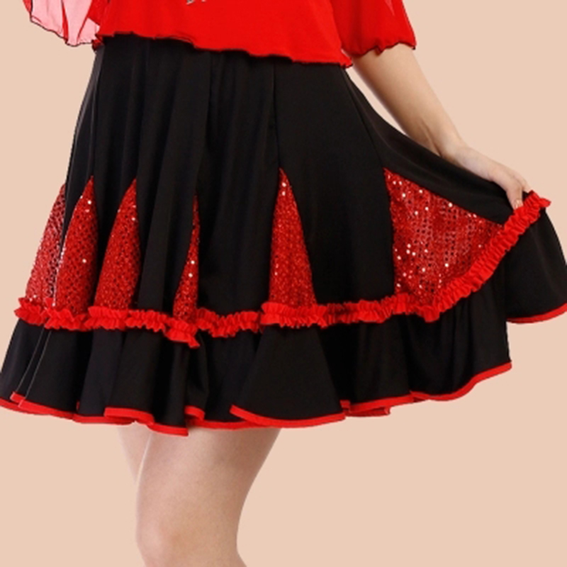 Robe de danse latine pour femmes, Salsa, Tango, Rumba Cha, jupe, vert, rose vif, rouge, vêtements carrés pour femmes