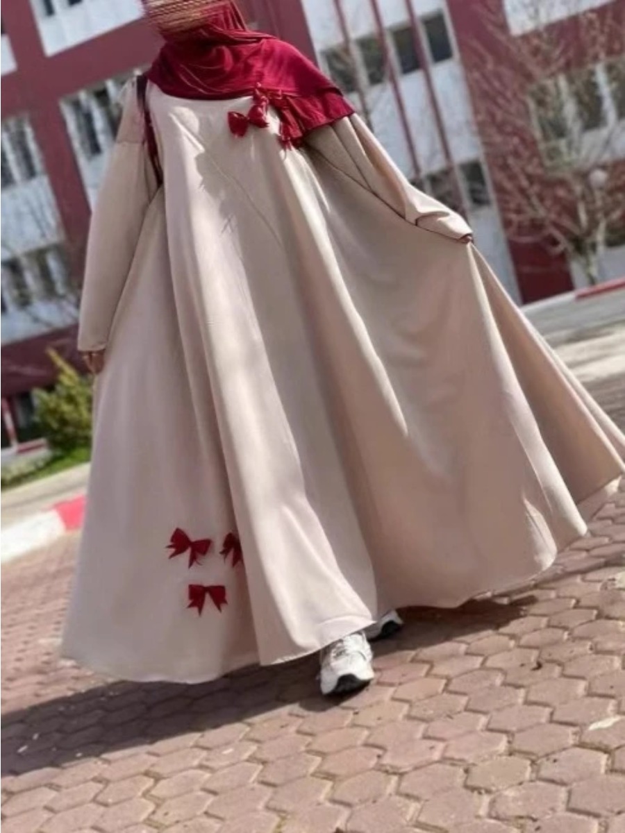 Eid Abaya femmes Robe de soirée nœud musulman à manches longues Jalabiya Ramadan robes longues modestes robes Largos caftan arabe longue Robe