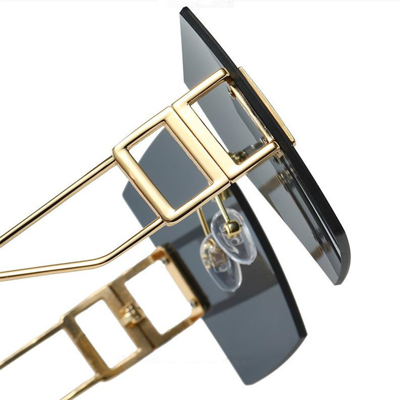 Lunettes de soleil rétro Anti-UV pour femmes, verres carrés, verres de couleur dégradée, personnalité Google, sans bords