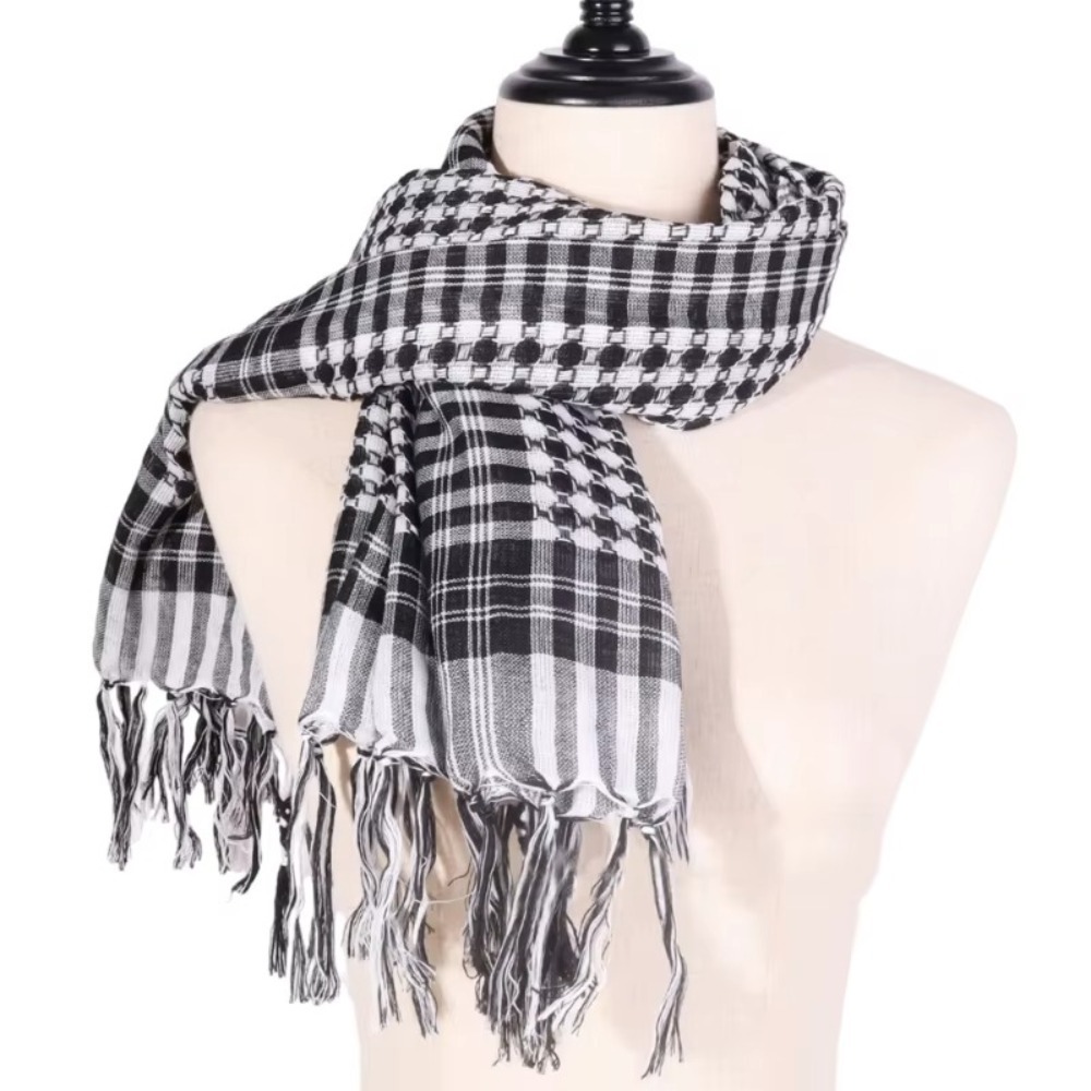 Nouveau Grand foulard arabe Shemagh avec gland Costume tête cou écharpe Bandana Keffiyeh pour hommes femmes