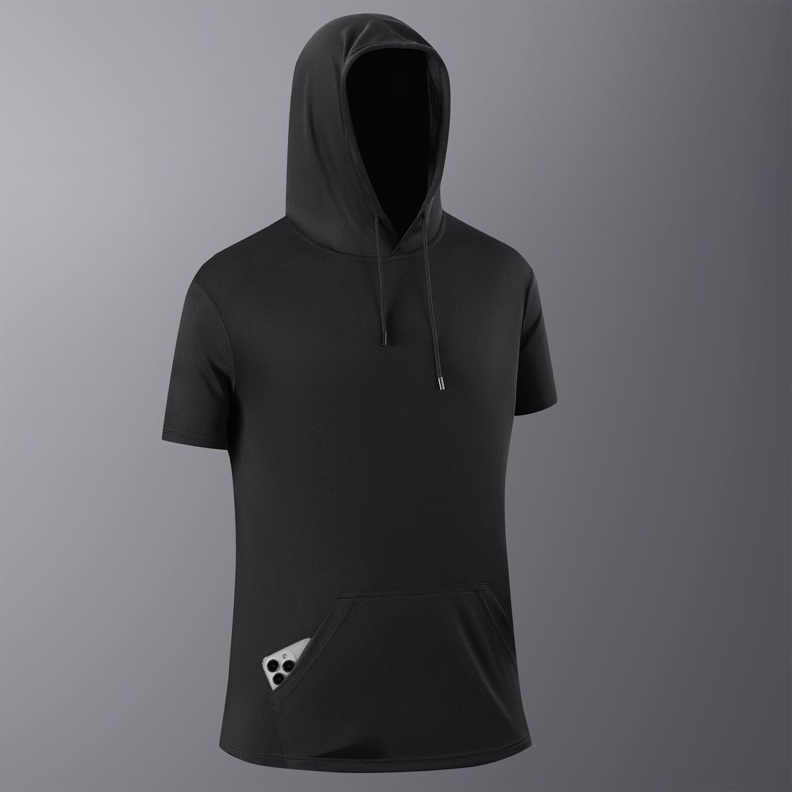 Hauts décontractés pour hommes, T-shirts à capuche à manches courtes pour hommes, respirants, en maille légère, pour l'entraînement, la gym, l'athlétisme, Ropa De Hombre