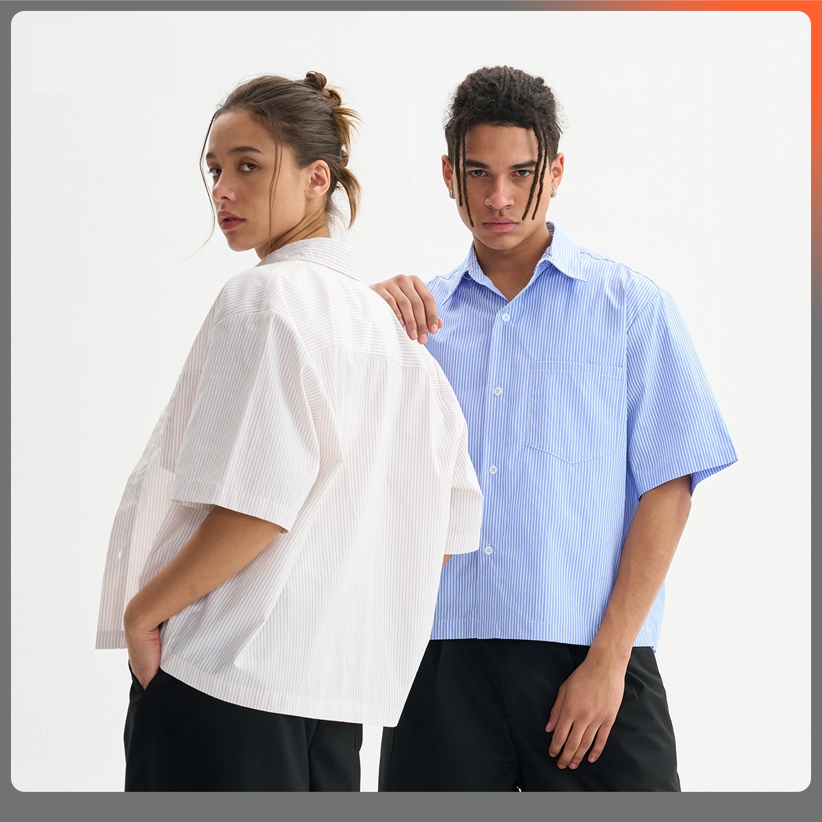 Chemises formelles surdimensionnées d'été pour hommes, robe courte boutonnée, manches courtes, Logo personnalisé rayé, vêtements de travail de bureau, haut