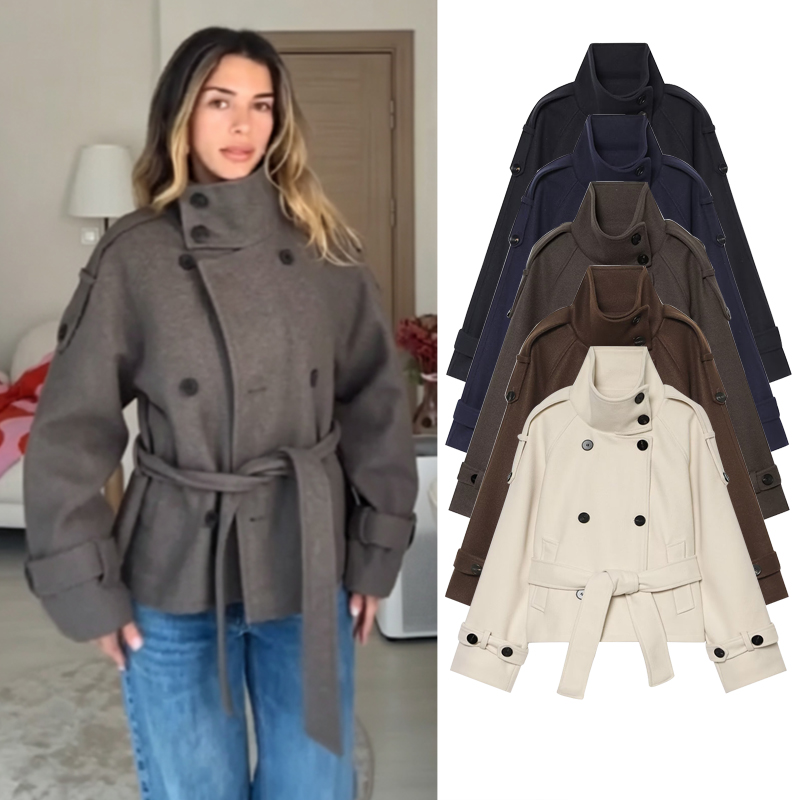 Nouvelles vestes pour femmes automne 2026, mode décontractée, col haut, manteaux chauds en laine pour l'automne, manteaux chics pour femmes, vêtements d'extérieur pour jeunes.