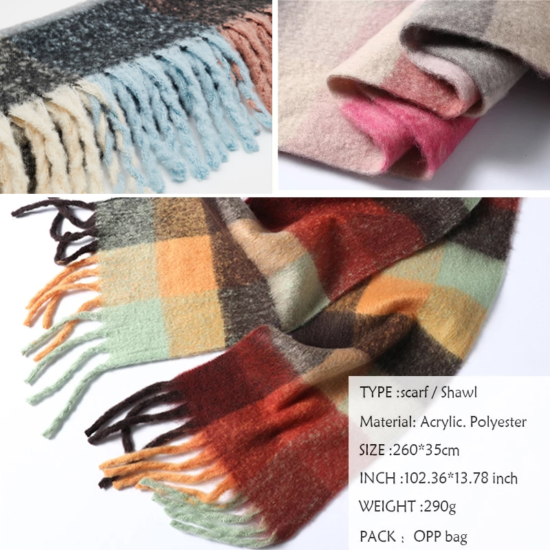 Écharpe en cachemire pour hommes et femmes, couverture épaisse et chaude, Plaid coloré, longs glands, châles doux, enveloppes de cou, nouvelle collection 2023