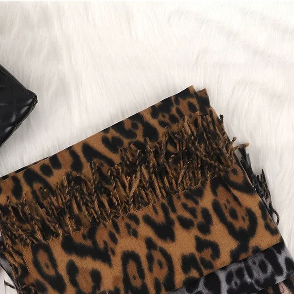 Écharpe sexy à franges léopard, coupe-vent, épaisse, foulard pashmina, hijabs, imitation cachemire, écharpes pour femmes, enveloppes, cache-cou