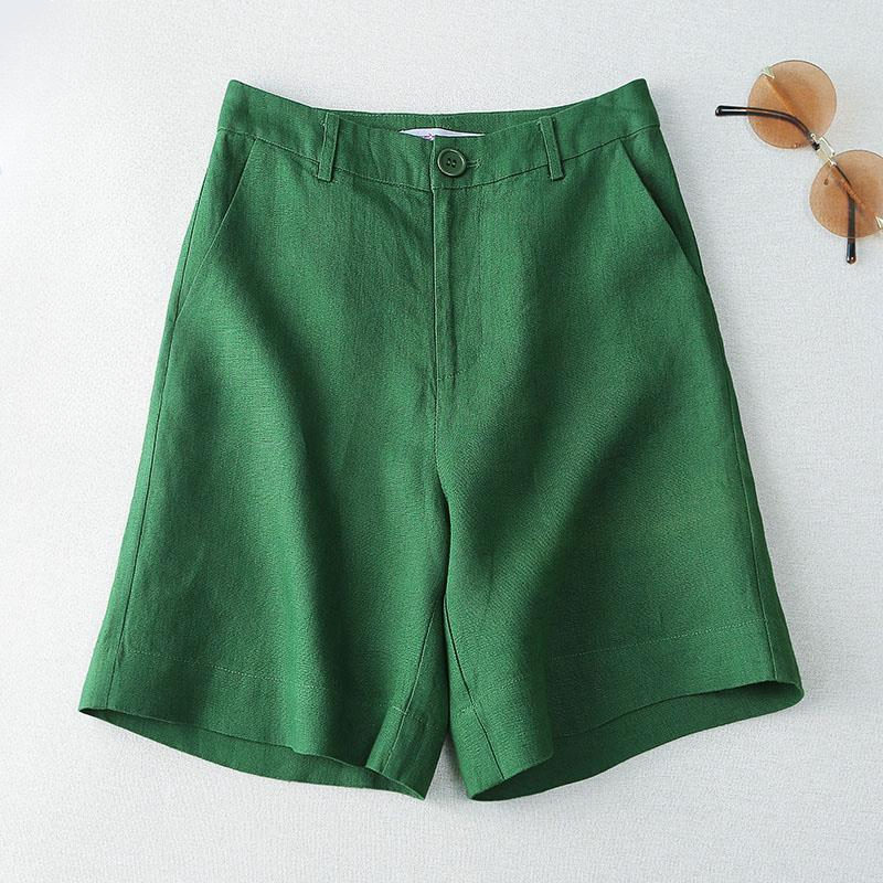 Short femme lin demi genou longueur mi large femme pantalon court Bermuda offre esthétique chaud Streetwear Style coréen pour l'été