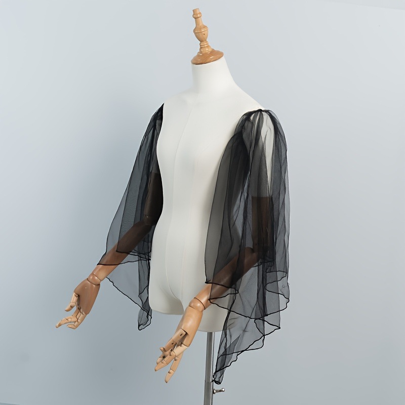 Élégantes manches de mariée amovibles en tulle transparent avec voile d'épaule décoratif pour accessoires de robe féminine