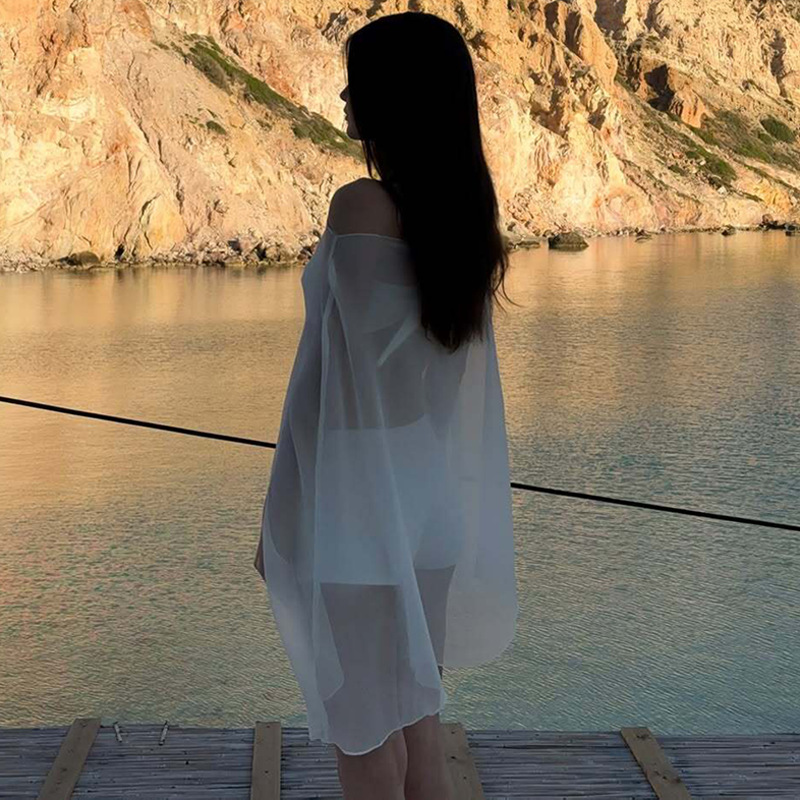 T-shirt sexy, chemisier tendance, couvre-vêtements élégants pour femmes, vêtements féminins, hauts en mousseline transparents pour club de nuit, blanc, noir, streetwear