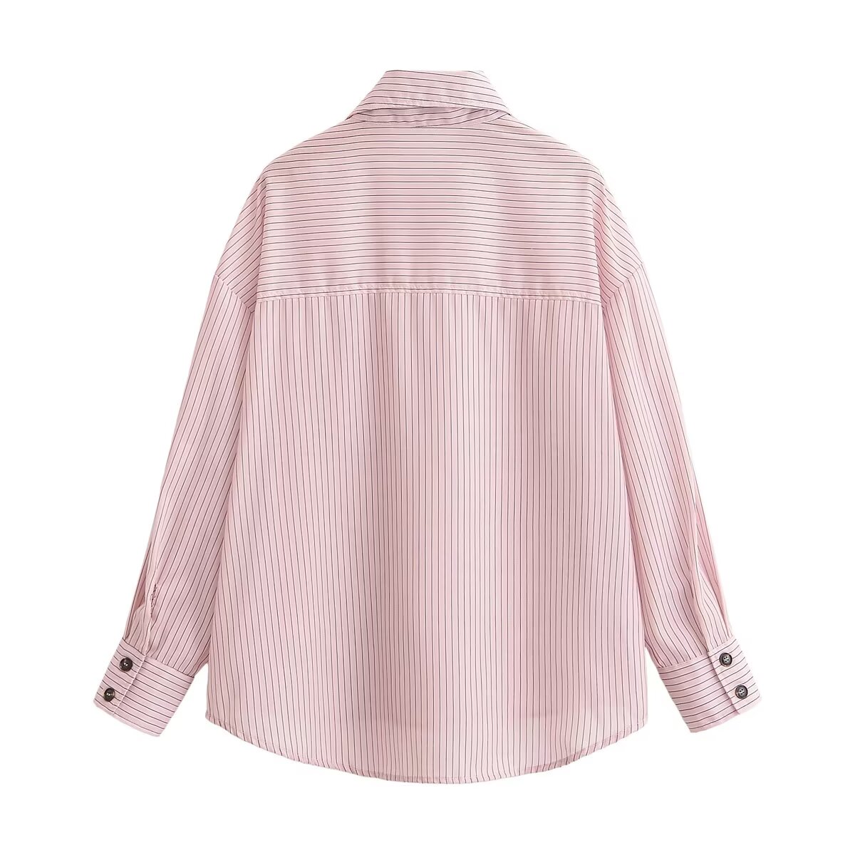 Chemise pour femme 2026 – Nouvelle collection été style européen et américain – Haut asymétrique à manches longues rayé pour femme