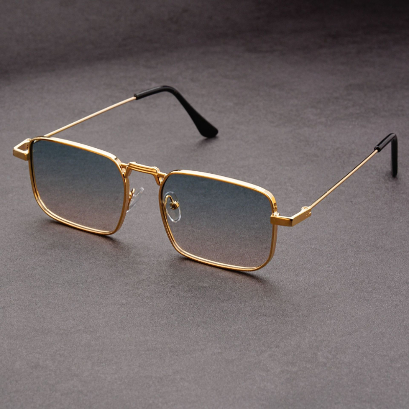 Lunettes de soleil rectangulaires tendance pour hommes et femmes, style vintage, pour la conduite, monture métallique de marque de luxe, Lentes De Sol Hombre