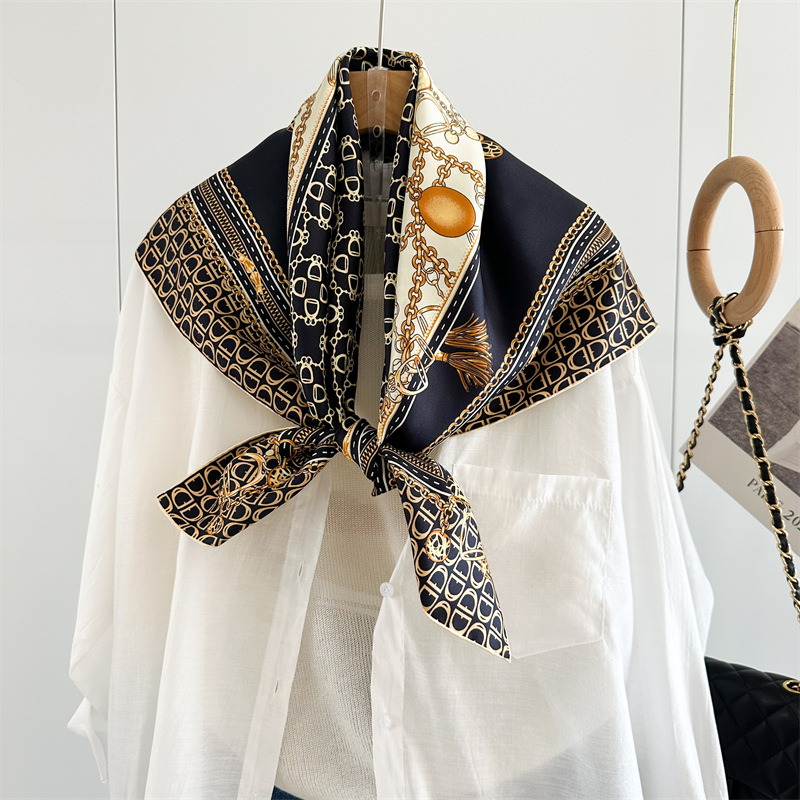 Foulard en soie pour femmes, 90CM, bandanas roulés à la main, foulards de mûrier, châles de luxe de styliste, Bandanas, ceinture de cheveux, décoration du cou