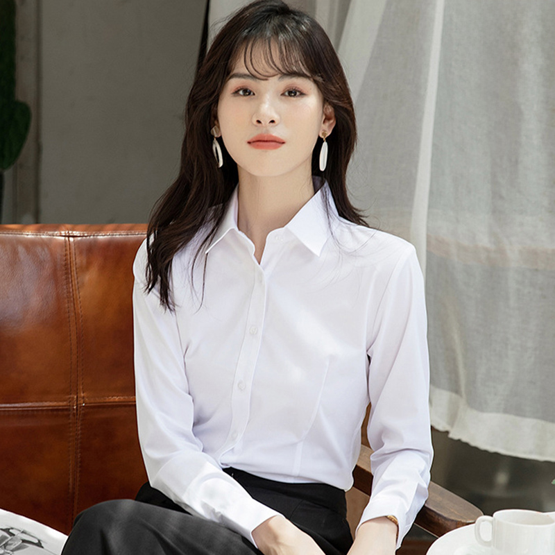 Chemise blanche professionnelle pour femmes, bureau, coupe cintrée, chemisier formel, pour les déplacements quotidiens, Simple, polyvalent, col carré, chemise de Base