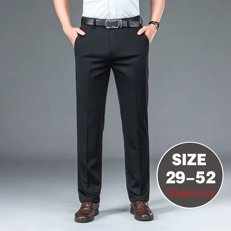 Pantalon de Costume Classique Grande Taille pour Homme, Coupe Droite Décontractée, Élastique, Idéal pour le Quotidien
