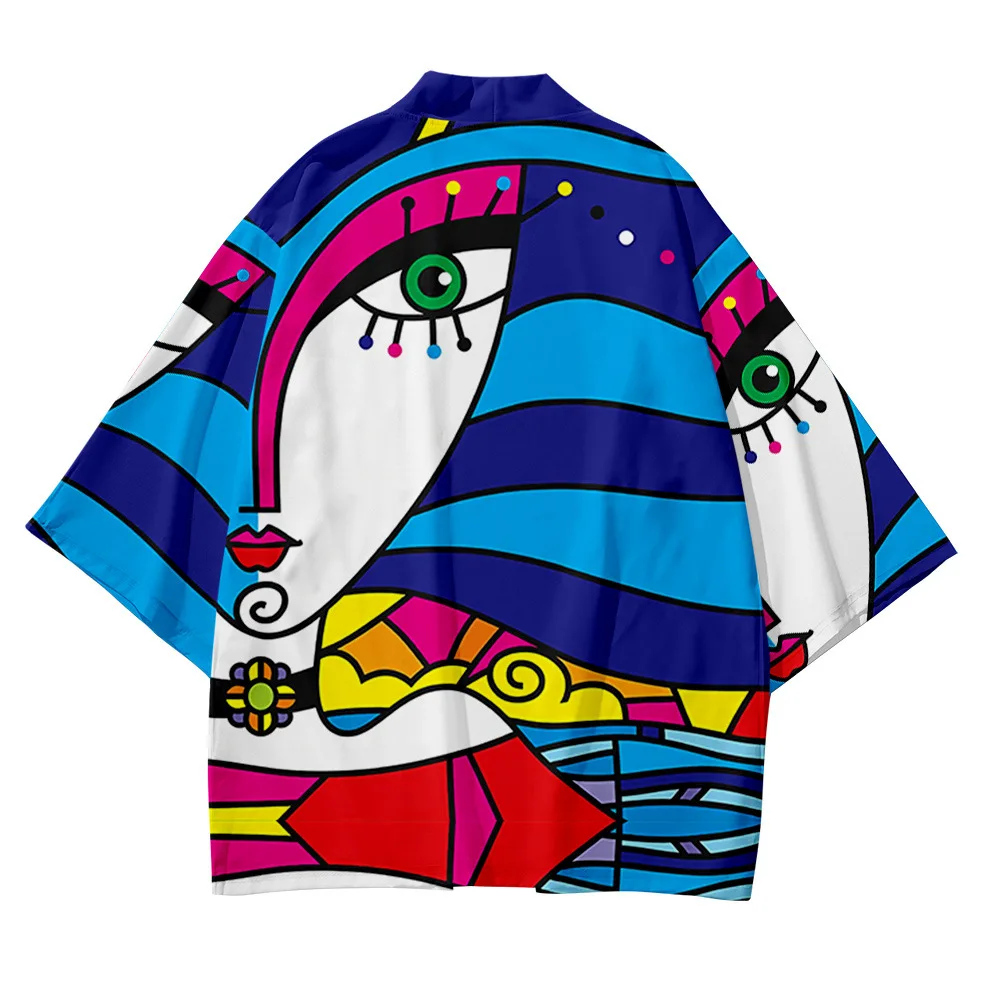 Kimono japonais pour hommes et femmes, éléments d'art traditionnel, manteau ample et fin, cardigan kimono asiatique