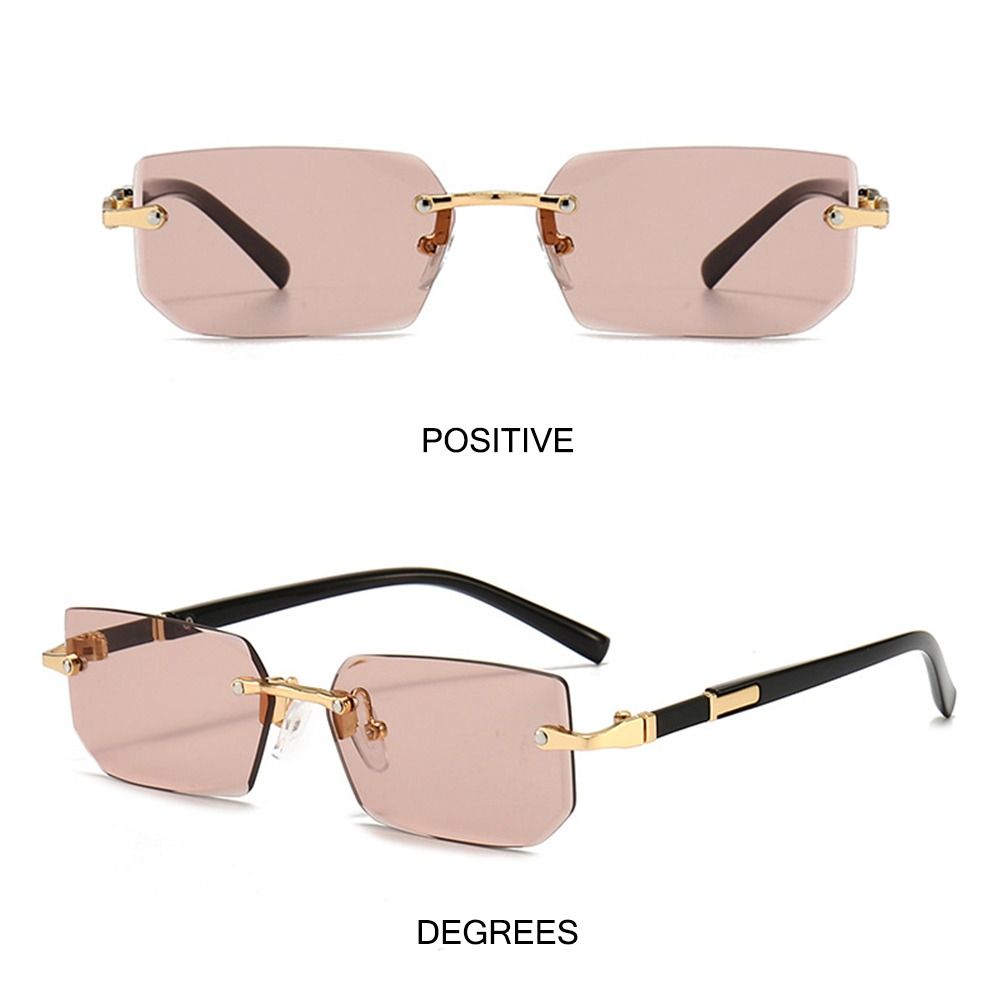 Lunettes de soleil sans monture tendance pour hommes et femmes, verres de soleil rectangulaires sans cadre, nuances rétro, lunettes de voyage d'été UV400