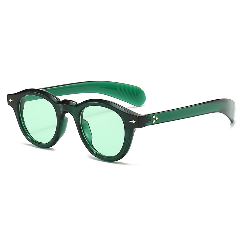 Mode petites lunettes de soleil rondes femmes rétro clair océan lentille nuances UV400 hommes Rivets Punk lunettes de soleil