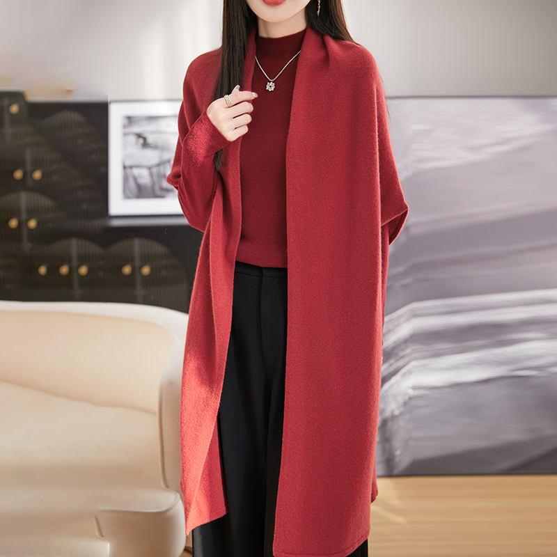 Printemps femmes 100% laine tricoté châle doux chaud tricots Long Cardigan femme cape enveloppes épaule cou protéger Poncho double usage