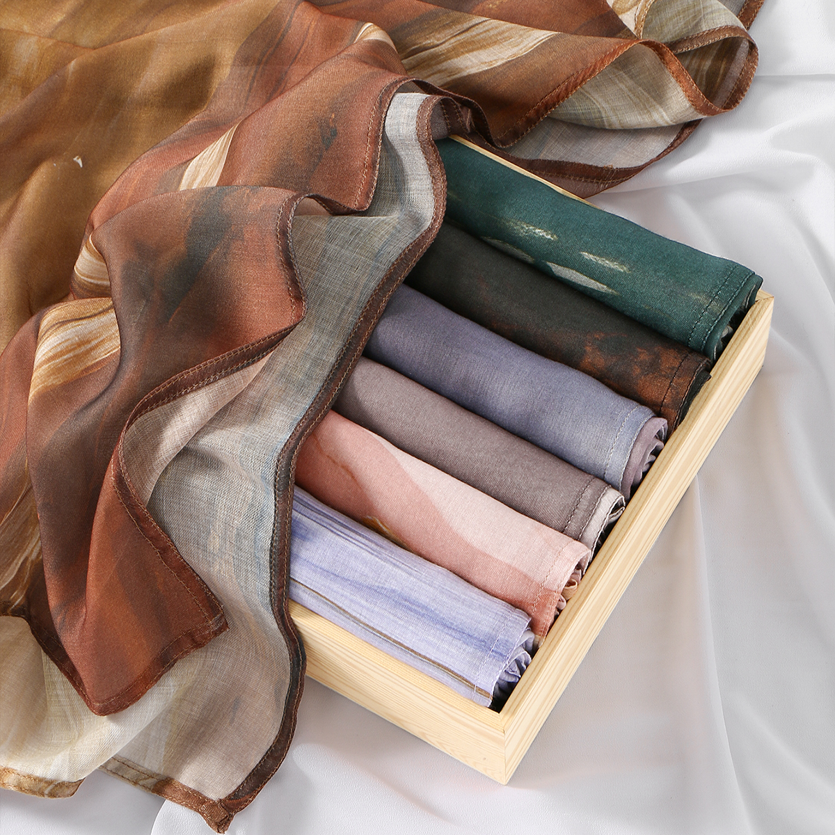 Nouvelle aquarelle imprimé rayonne Modal musulman Hijab écharpe pour femmes Ombre impression Foulard châle enveloppement femme Turban Foulard Bandana