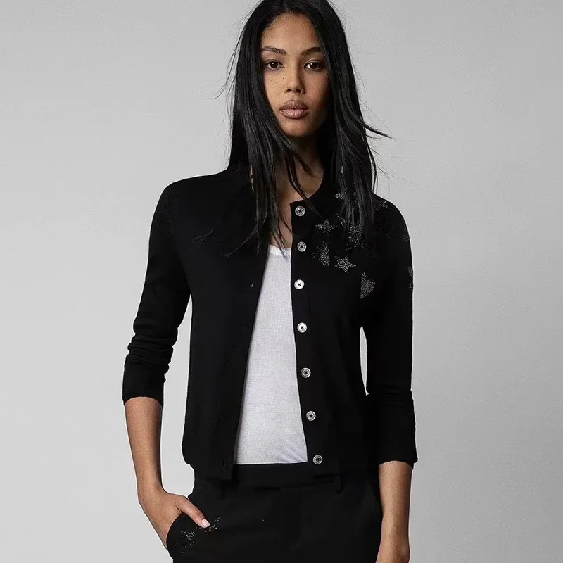 Cardigan tricoté à motif d'étoiles, nouvelle mode printemps et été