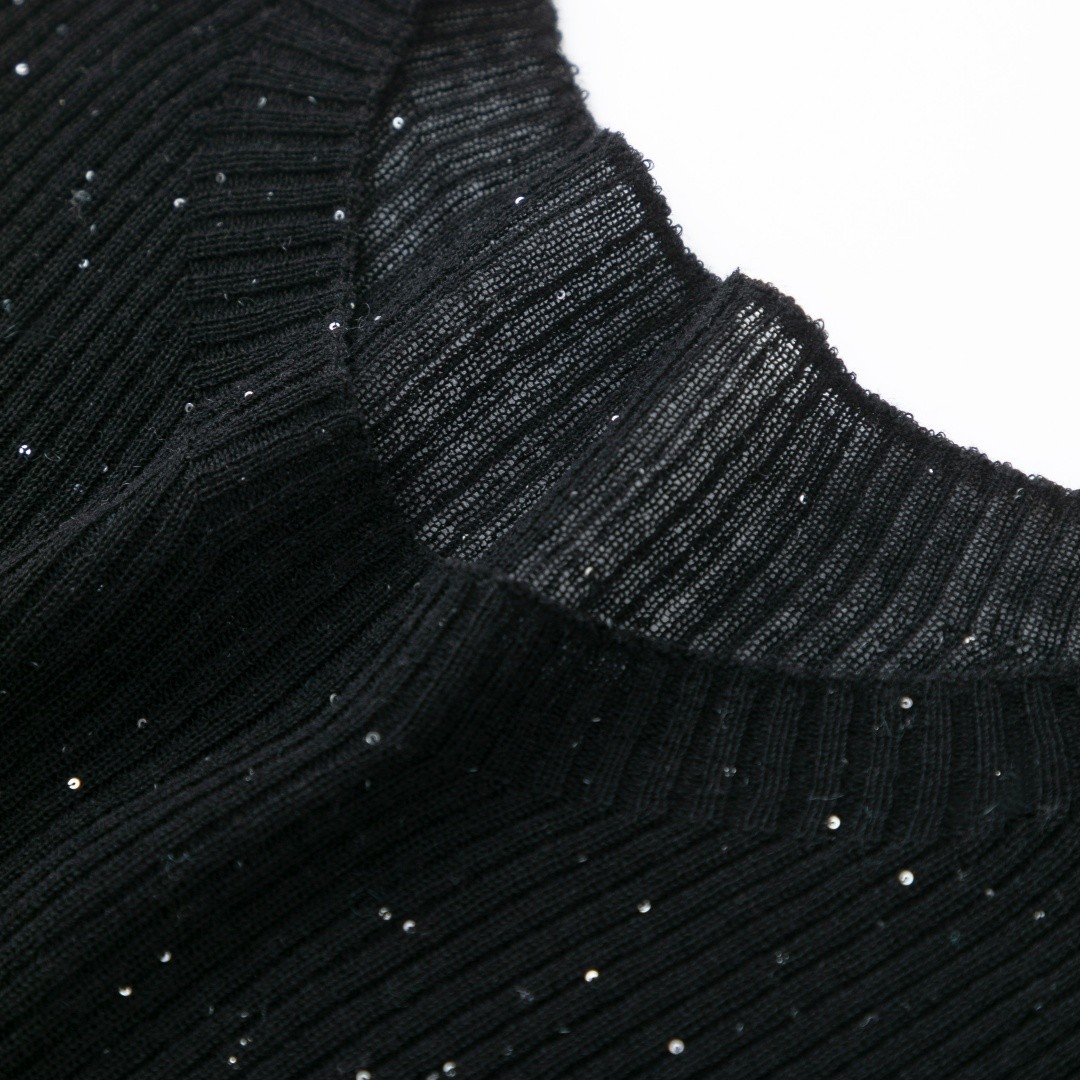 Pull à couche de base tricotée à col mi-haut et paillettes en laine mérinos 100 % super fine pour femme, pull fin ajusté, élégant et tendance pour les déplacements domicile-travail