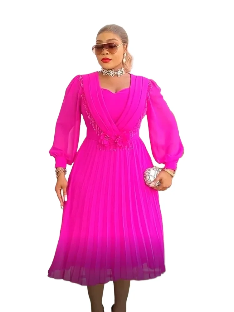 Robe africaine femmes mode vêtements élégants grande taille fête de mariage robe d'été 2025 pour bureau jupe plissée usage quotidien