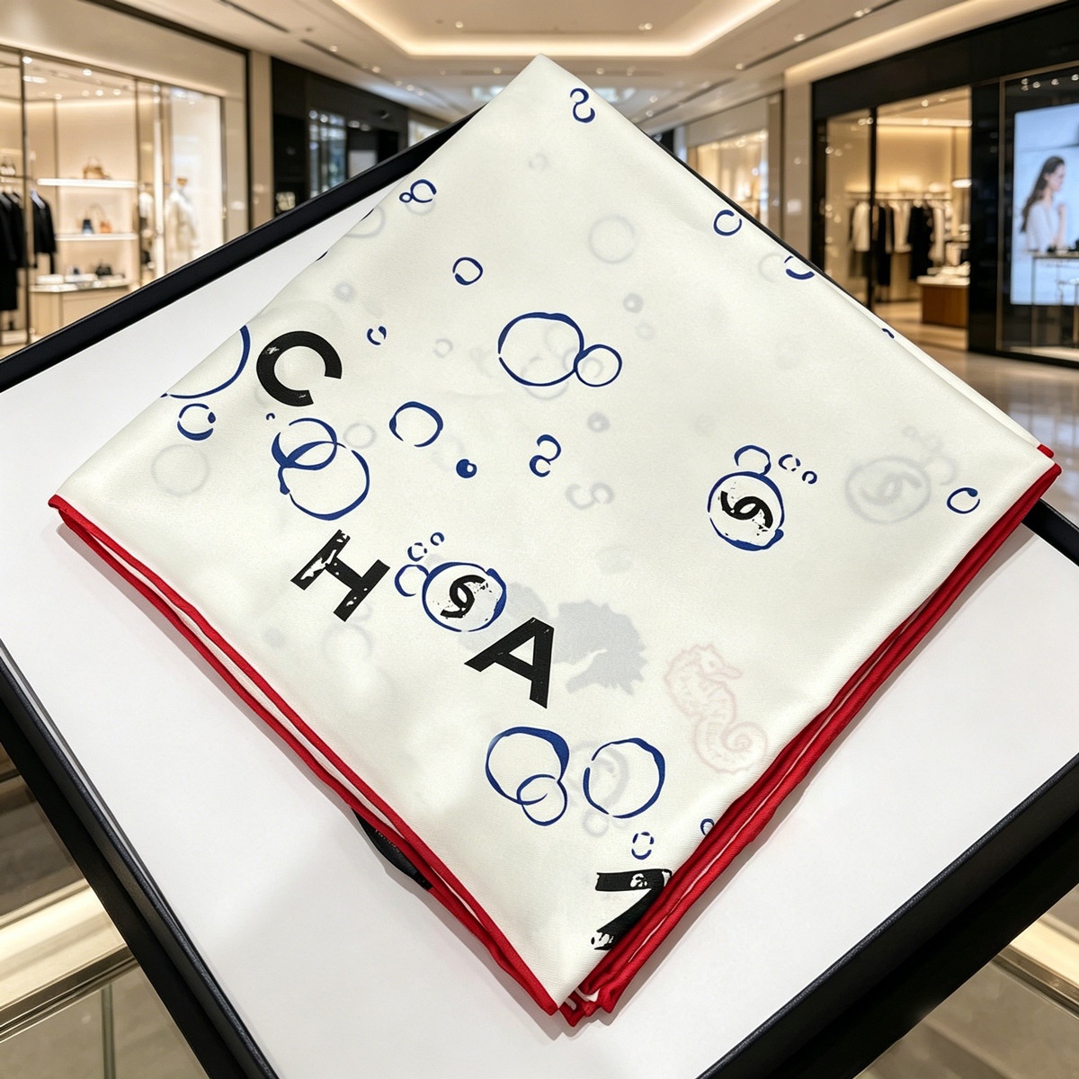 Nouveau Foulard en Soie Luxe 2026 Thème Hippocampe Océanique Haut de Gamme Polyvalent Design Classique Grand Carré Tendance pour le Bureau