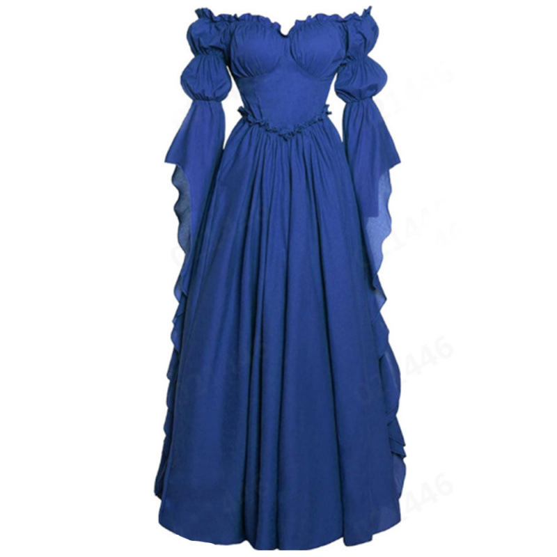 Robe de Cour Médiévale, Robe Rétro pour Femme, Robe Longue de Scène Européenne et Américaine, Ensemble Complet de Cosplay