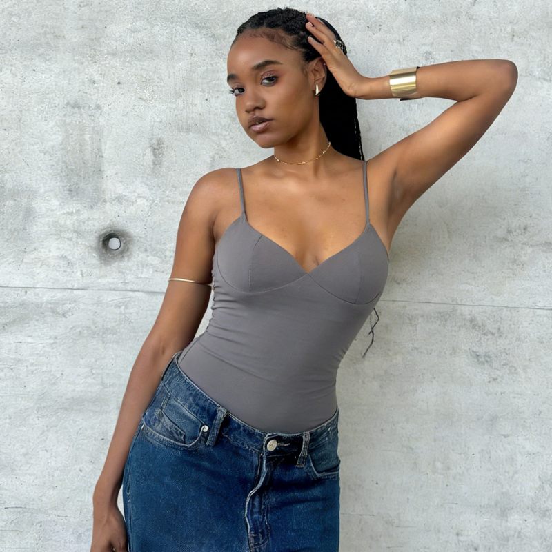 Hauts pour femmes : Bustier, Corset, Crop Top, Slip Top, Bodycon, Dos nu, Sexy, Nouveauté 2026, Marron, Noir, Gris, Camisole, Gilet, Mode féminine