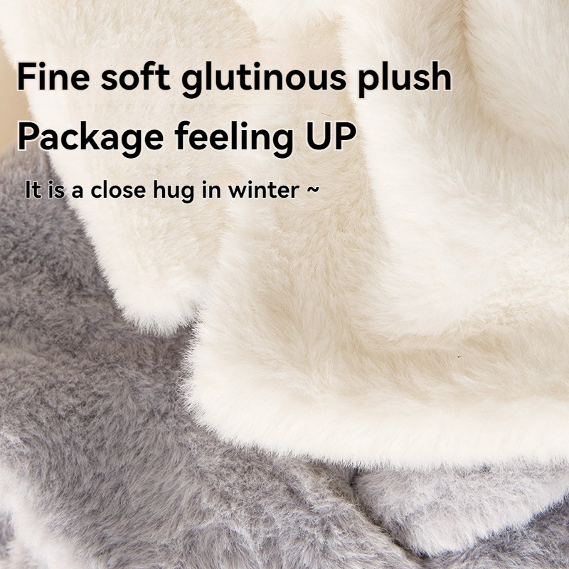 Écharpe d'hiver en fausse fourrure de lapin pour femme, peluche douce, couleur unie, chauffe-cou pour adultes et enfants