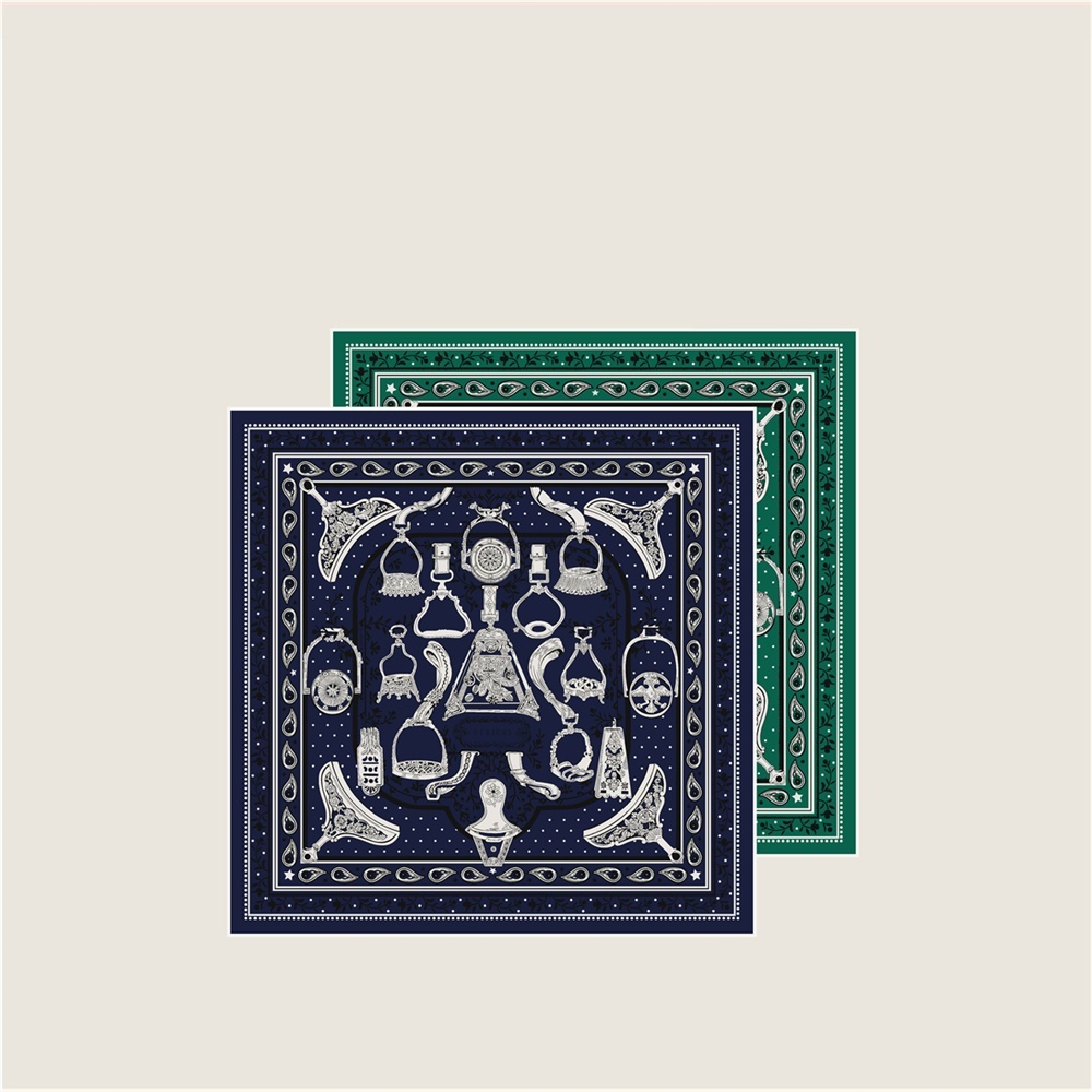 Nouvel Foulard de Luxe en Soie Sergée Faite à la Main pour Femme, Imprimé Double Face, Carré, Écharpes, Foulards, Hijabs 53CM